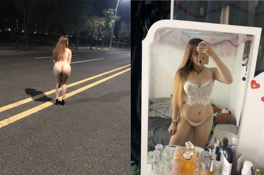 Em bồ dâm khoe lồn ngoài phố
